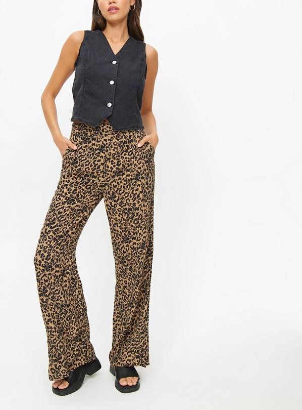 Leopard print trousers wide leg best sale